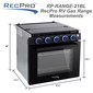 Black 21" gas range measurements.