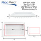 RV Shower Pan 36" x 24" x 5" Left Drain in White