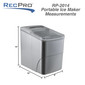 RV portable ice maker measurements.