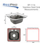 RV Veggie Sink 15" x 15" Top Mount