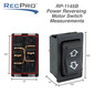 Black RV 40 amp power reversing motor switch for awnings measurements.