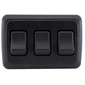 Black RV 3 gang SPST switch front view.