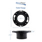 Black RV toilet flange measurements.