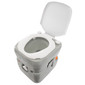 Newavo portable camping toilet with the lid up.