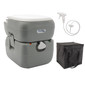 Newavo portable camping toilet with the carrying bag and sprayer handle.