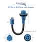 RecPro RV Power Adapter Twist-Lock 15A Male to 30A Female