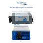 Blue and gray RecPro RV 55 amp smart charging converter measurements.
