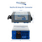 Blue and gray RecPro RV 65 amp smart charging converter measurements.