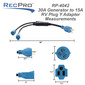RecPro RV Plugs 30A Generator Male to 15A Female Y-Adapter