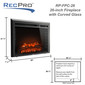 RV Electric Fireplace with Curved Glass 26" (24" Cutout)