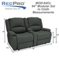 RecPro Charles 64" Double RV Wall Hugger Recliner Sofa with Console in Cloth