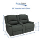 RecPro Charles 64" Double RV Wall Hugger Recliner Sofa with Console in Cloth