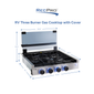 RV Three Burner Gas Cooktop with Cover