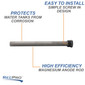 Protects water tanks from corrosion. Easy to install simple screw in design. High efficiency magnesium anode rod.