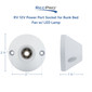 White RV 12 volt power port socket measurements.