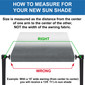 How to measure for your new sun shade. Size is measured as the distance from center of one arm to the center of the other.