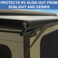 Protects RV slide out from sunlight and debris.