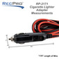 12 volt cigarette lighter power plug adapter measurements.