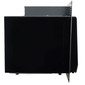 Black RV microwave with black trim ring side profile.