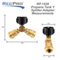 Propane Tank Y Splitter Adapter - No Gauge