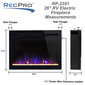 RV electric fireplace measurements.