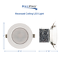 RV Recessed LED Ceiling Light 4"  Cool White