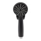 Black RV handheld shower head with wall mount front view.
