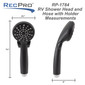 Black RV handheld shower head measurements.
