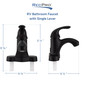 Matte black RV faucet measurements.