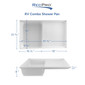 RV Toilet Mount Shower Pan Combo 35" x 21"  Corner Drain in White