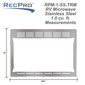 Stainless steel microwave trim kit measurements.