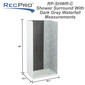 RV shower surround with shower pan at the bottom measurements.