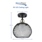 RV 12V Ceiling Semi-Flush Mounted Sphere Light with Matte Black Finish