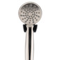 RV brushed nickel handheld shower head front view.