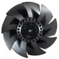 Replacement black indoor air conditioner fan assembly front view.