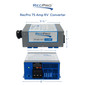 Blue and gray RecPro RV 75 amp smart charging converter measurements.