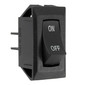 Black RV single rocker switch.