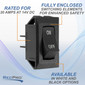 Rated for 20 amps at 12 volt DC. Fully enclosed switching elements for enhanced safety. Available in white and black options.