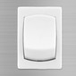 White mini on-off rocker switch installed on a wall.