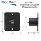 RV 12V Dual USB-A Charger Outlet with LED Power Indicator 