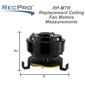 Replacement RV Ceiling Fan Motor 12V