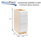 RV Cabinets White Shaker | 3 Drawer Base 12" W | RTA Cabinets