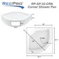 RV Shower Pan 32 ¾" x 32 ¾" x 9 ½" Corner Drain in White
