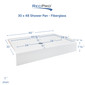RV Shower Pan Fiberglass 30" x 48" x 8" Center Drain