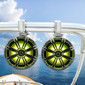 Water Resistant 6.5" Coaxial Marine Tower Speakers 4Ω w/ RGB LED Black Grille