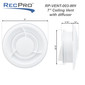 7" RV Ceiling Air Diffuser with 360° Rotation & Snap-On Cover | White Plastic Vent for 5 3/4" Cutout