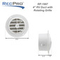 RV 5 ½” Interior Air Vent Cover with Rotating Grill Fits 4" Ducting