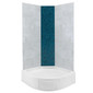 RV Corner Shower Surround 34" - Teal Waterfall Accent