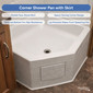 RV Shower Pan 27" x 27" x 10" Corner Drain in White
