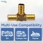 RV Fresh Water T Style PEX Line Adapter Fitting Brass   ½" x  ½"x  ½" 